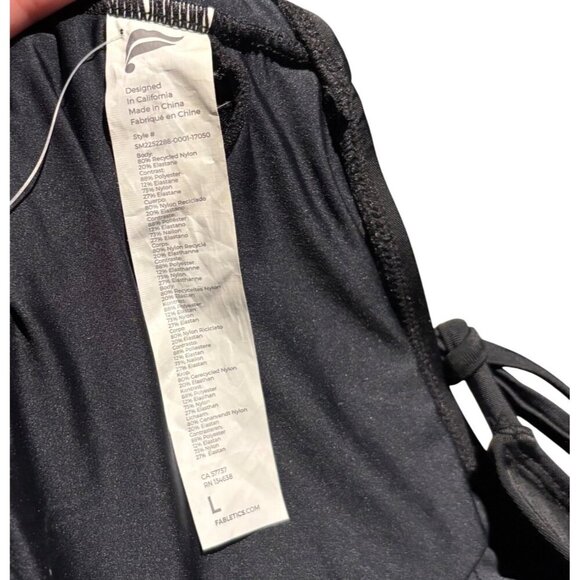 Fabletics Noa String Tie One-Piece Swimsuit Size L Black Halter Cutout Back Tie - Picture 5 of 5